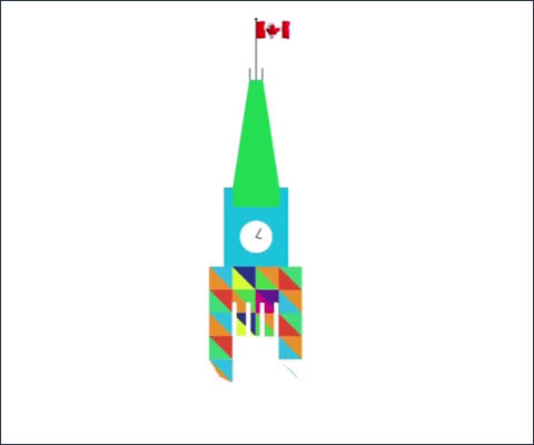 Illustration of peace tower on Parliament Hill in Canada.