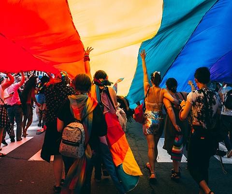 Students celebrating pride month