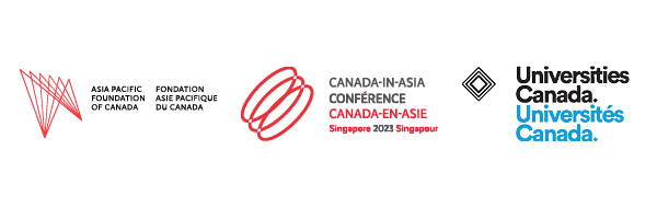 Logos : Fondation Asie Pacifique du Canada, Conférence Canada-en-Asie, Universités Canada.